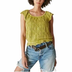 Lucky Brand Light Green Lace Crop Top